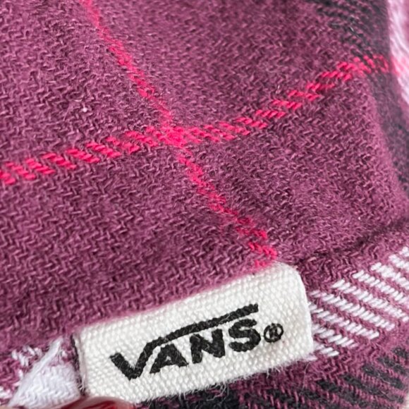 Vans Cropped Flannel Long Sleeved Shirt (Purple Plaid) - Size XS - Picture 4 of 9